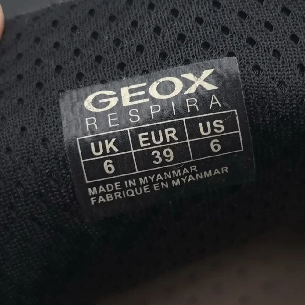 GEOX New Wader Boy LEATHER Sneakers Shoes 6 Big Kids Black ITALIAN PATENT J4530C